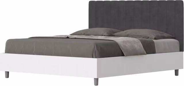 Letto Matrimoniale Kaia GIORDANOSHOP Grigio in Microfibra L: 167 cm, P: 113 cm, H: 198 cm – 1