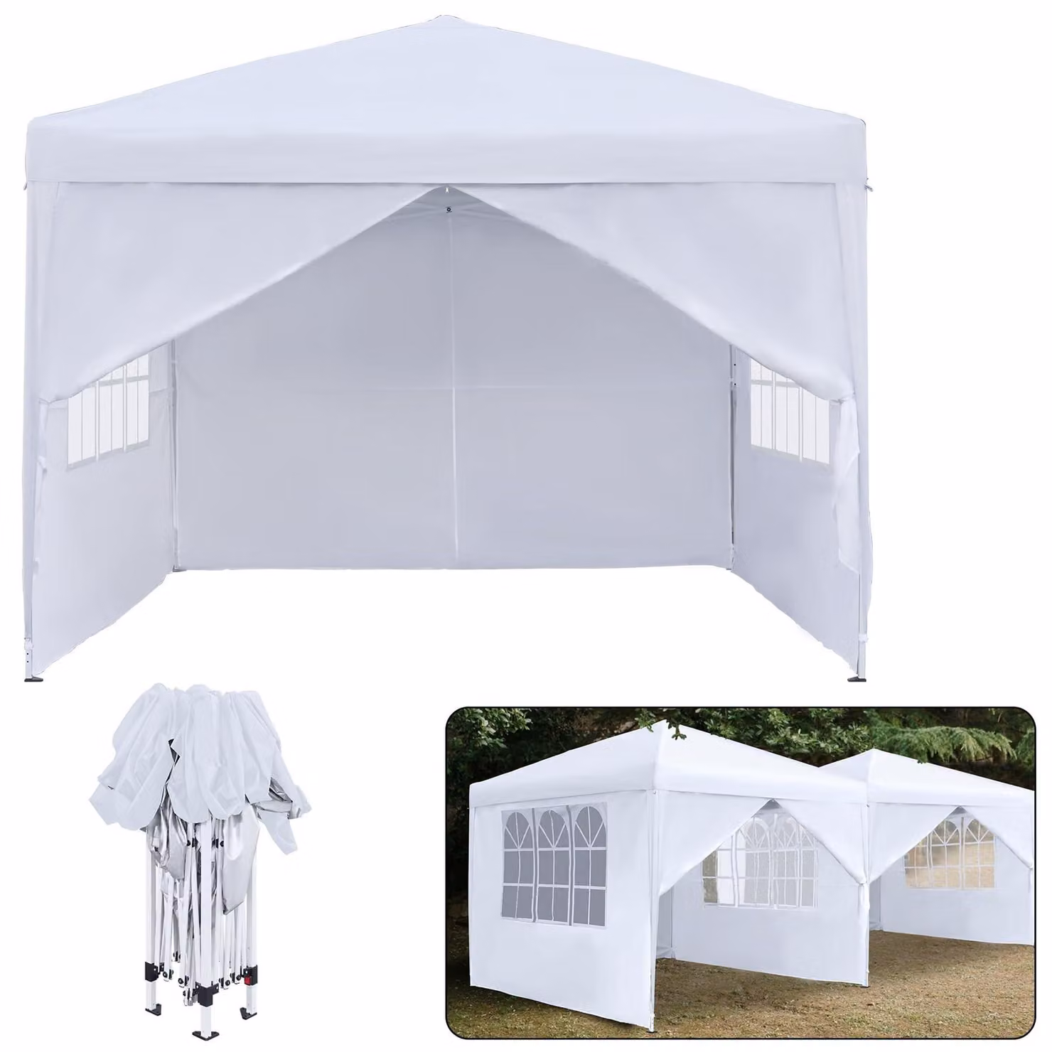 Solidchoice - Gazebo da giardino pieghevole con pareti laterali e borsa per il trasporto