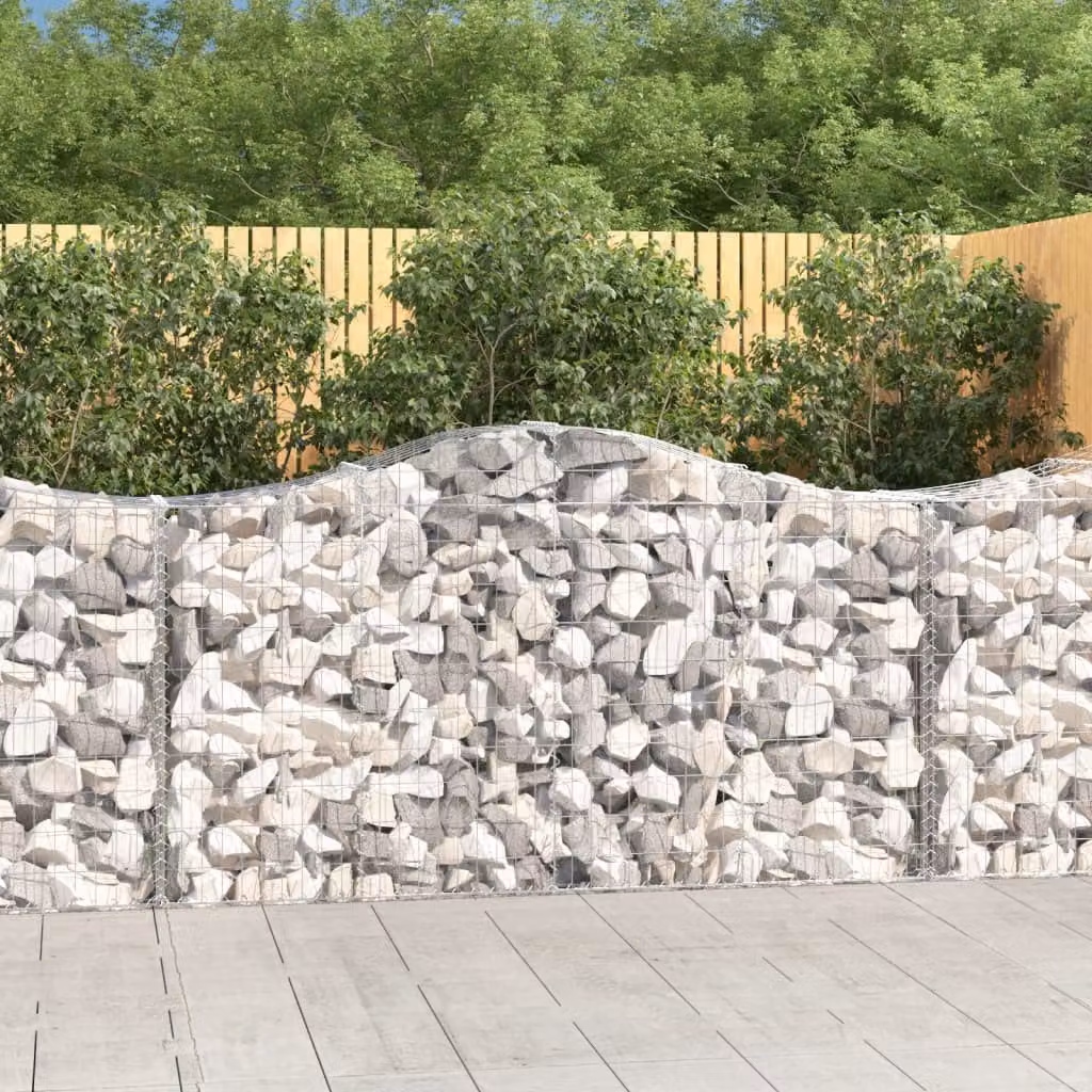 Set di 14 Cesti Gabbioni ad Arco vidaXL in Acciaio Zincato Grigio L: 200 cm, P: 50 cm, H: 100/120 cm