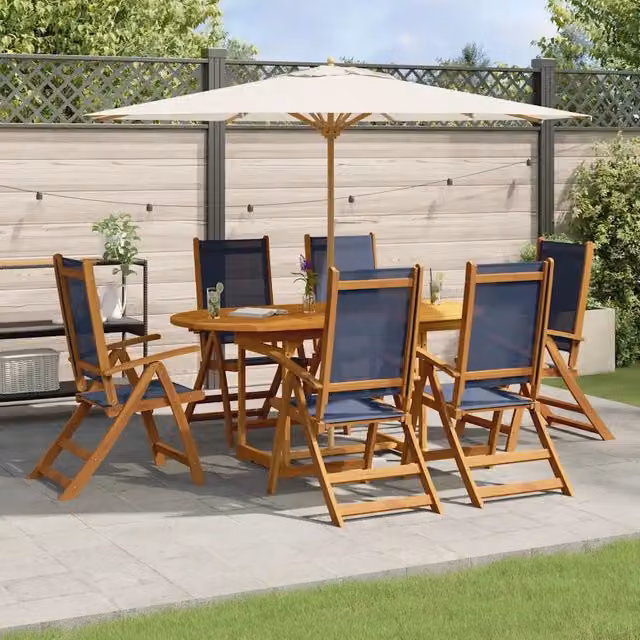 Set Pranzo da Giardino 7pz Legno Massello di Acacia e Textilene 3279309