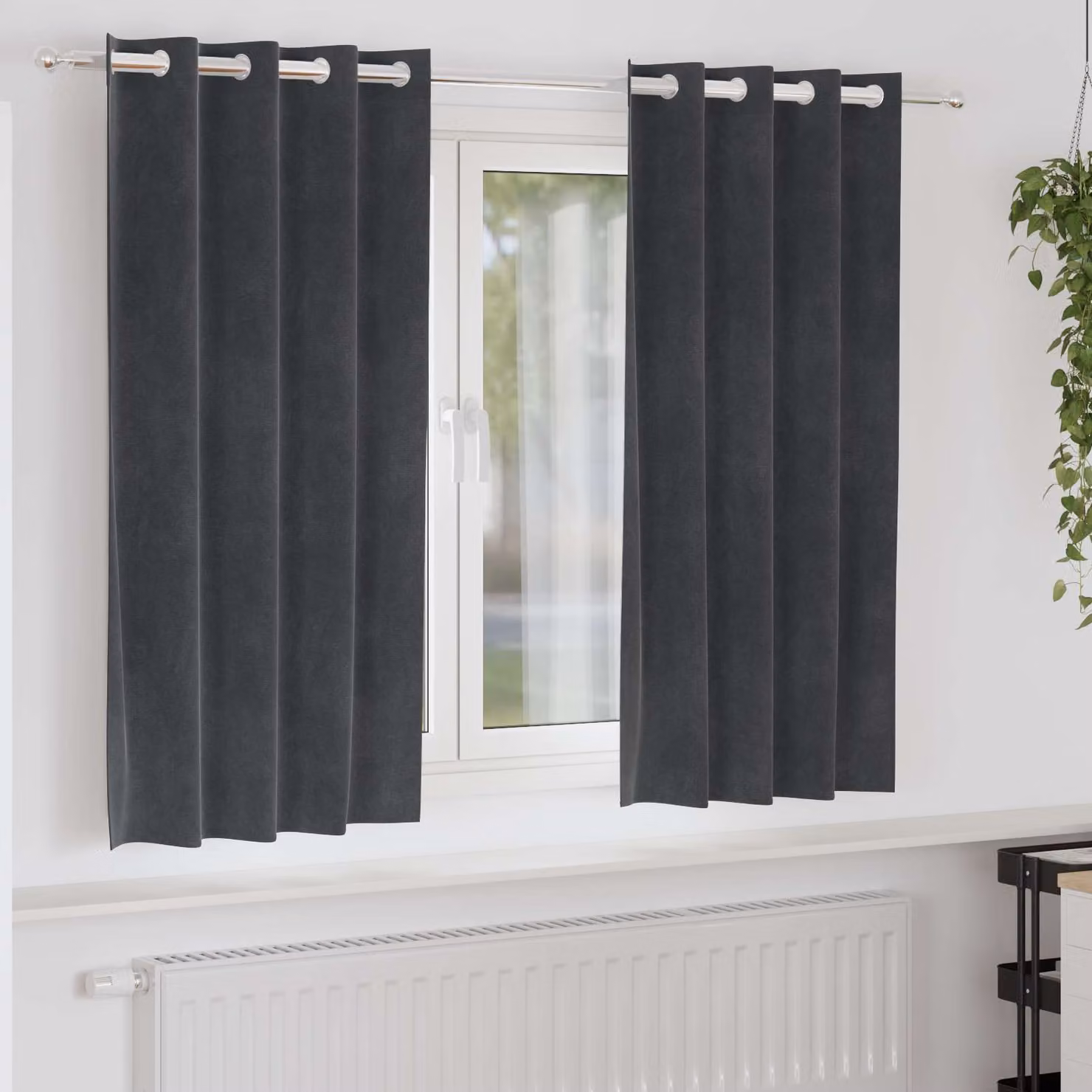 Set di 2 tende oscuranti vidaXL in velluto grigio, L: 140 cm x H: 175 cm