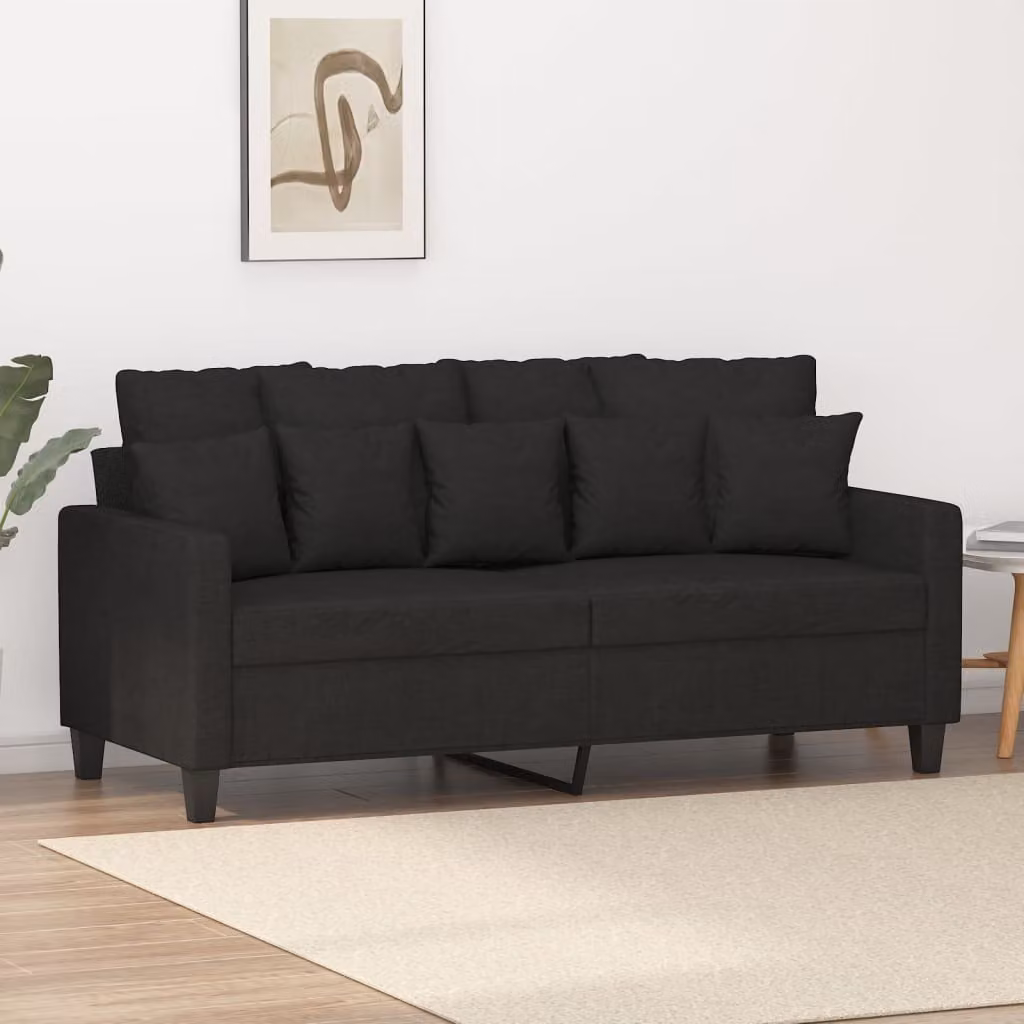 Divano esclusivo, due posti, colore nero, 140 cm, rivestito in tessuto