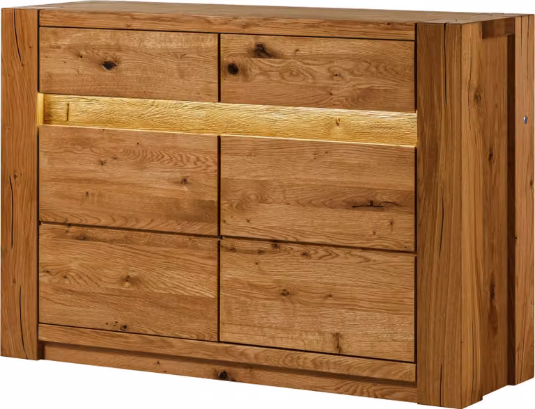 MASSIVMOEBEL24 | Credenza in legno di quercia selvatica 123x40x85 oliato marrone KENT #330