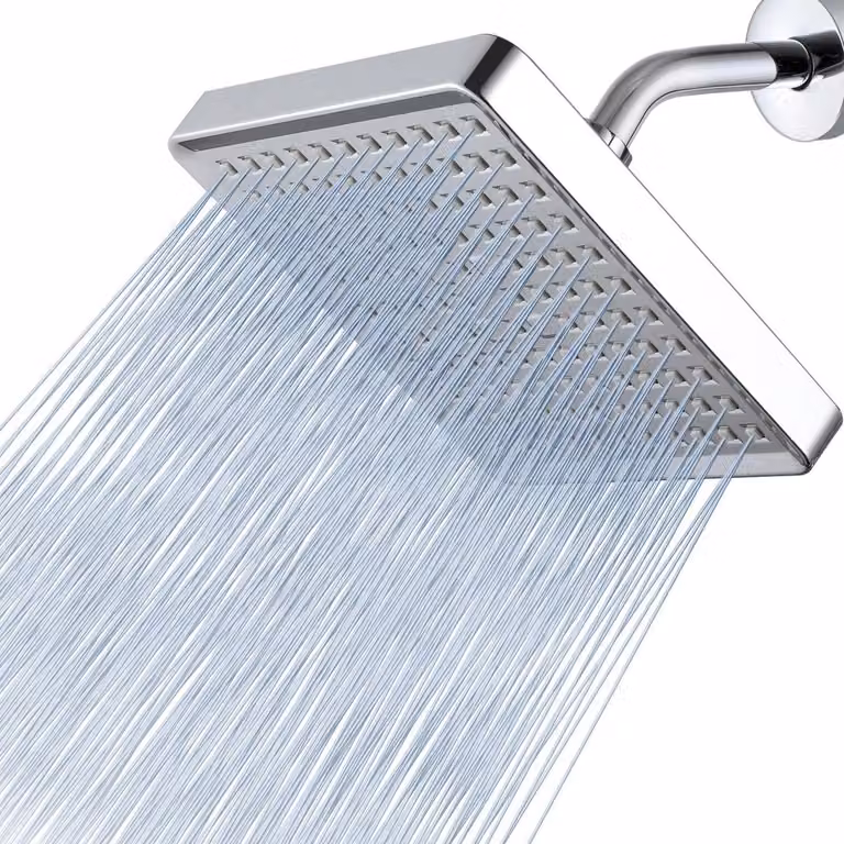 Doccia a pioggia ad alta pressione, 15 cm, quadrata, cromata, regolabile, montaggio senza attrezzi