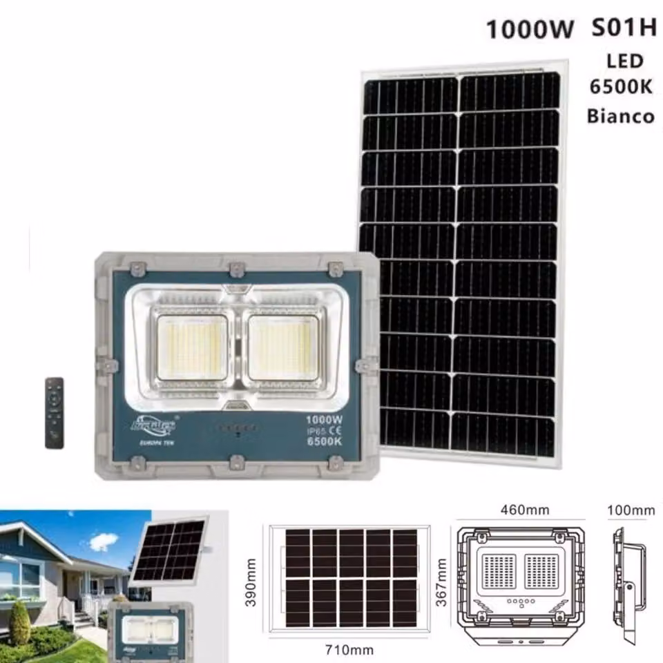 Faretto LED con Pannello Solare Robertagor Bianco per Giardino Esterno con Telecomando e Sensore Crepuscolare IP66 – 2