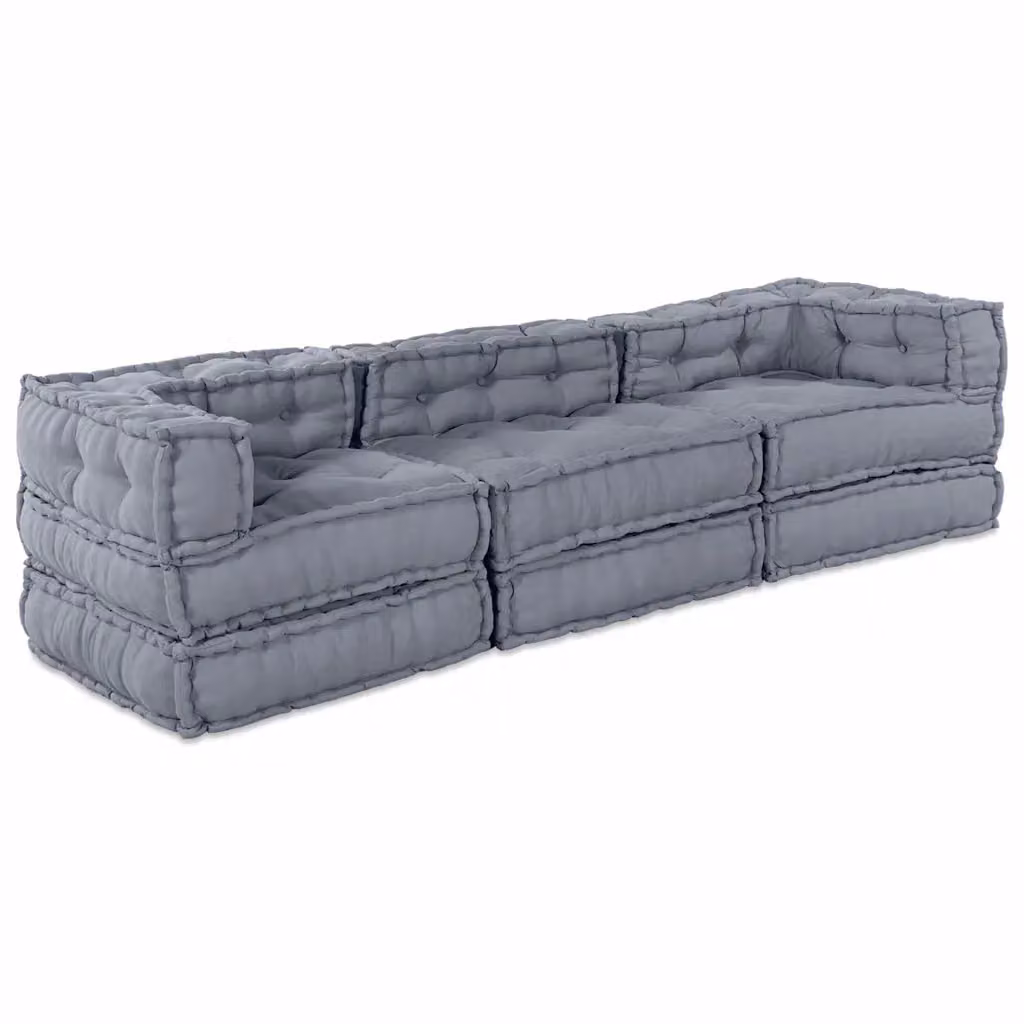 vidaXL Unità di Divano Modulare a L in Tessuto Grigio, L/P/H: 210 x 70 x 56 cm