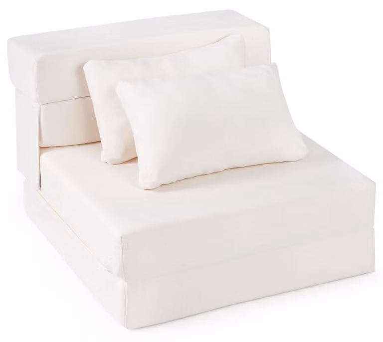 Divano letto COSTWAY, poltrona trasformabile 3 in 1 con 2 cuscini, divano letto pieghevole in tessuto ciniglia, materasso integrato, comodo divano