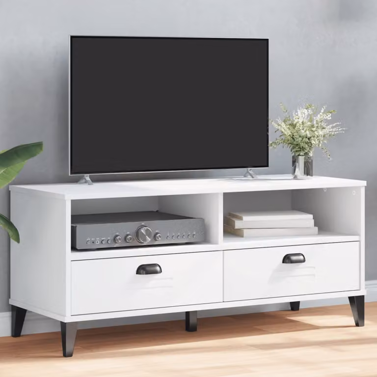 Mobile TV vidaXL VIKEN Bianco in Legno Multistrato e MDF L: 106 cm, P: 40 cm, H: 46,5 cm