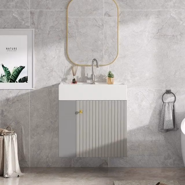 Mobile Bagno con Lavabo e Sottolavabo Pensile 55 cm ¨C Xylo ¨C Grigio Chiaro