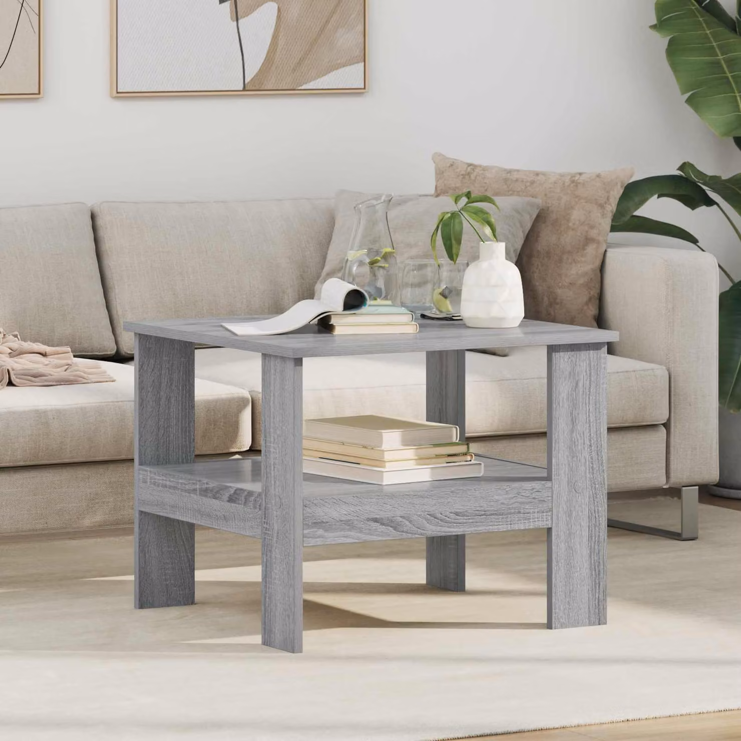 Maison Exclusive - Tavolino Sonoma grigio, 57 x 55 x 45 cm, realizzato in legno composito