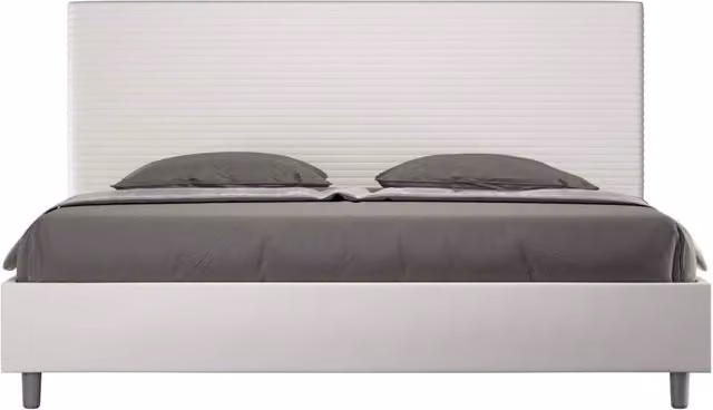 Letto matrimoniale king size con contenitore Ityhome imbottito in similpelle bianco L/P: 190 x 190 cm