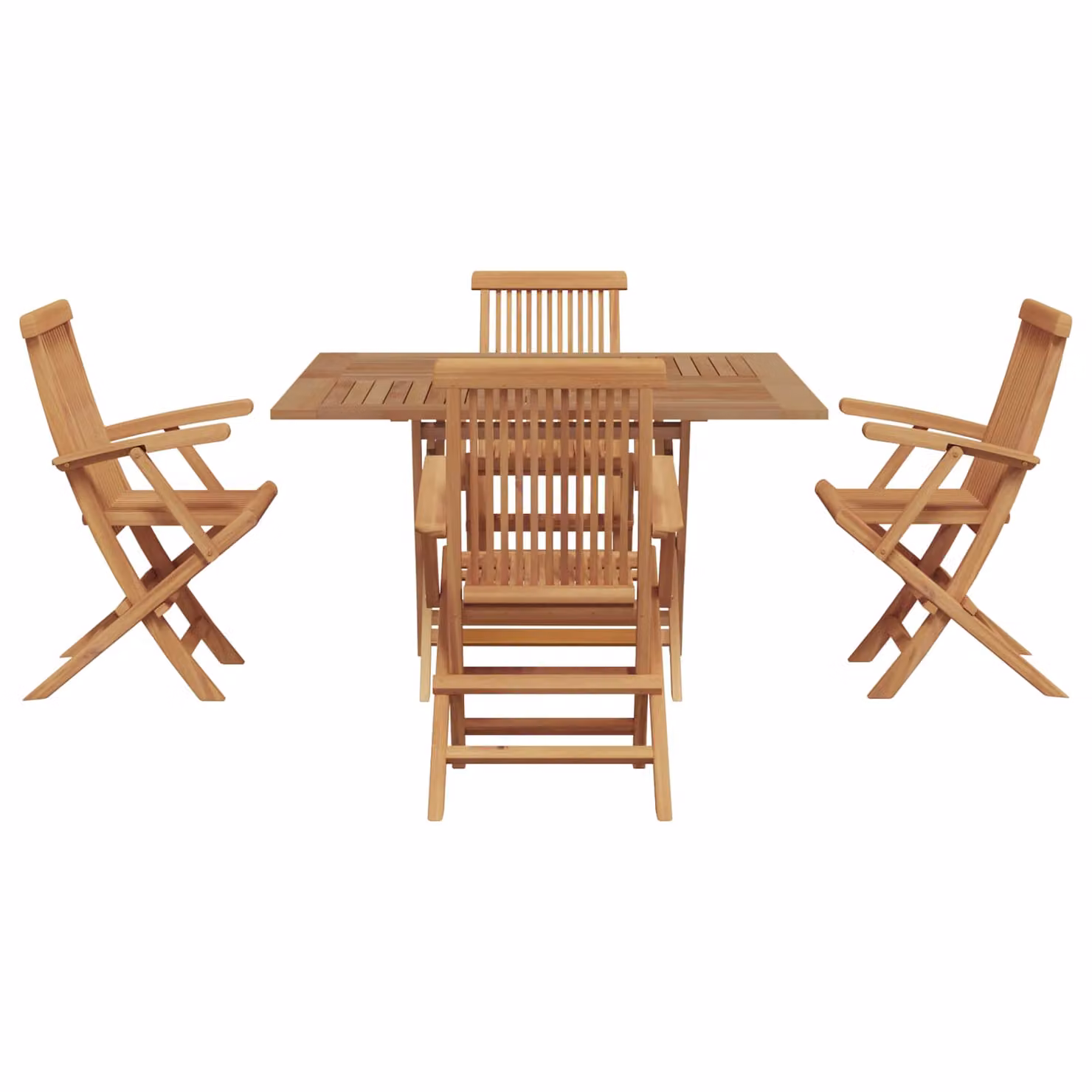 Set da pranzo per giardino e terrazzo vidaXL in legno di teak massello marrone con tavolo rotondo e sedie