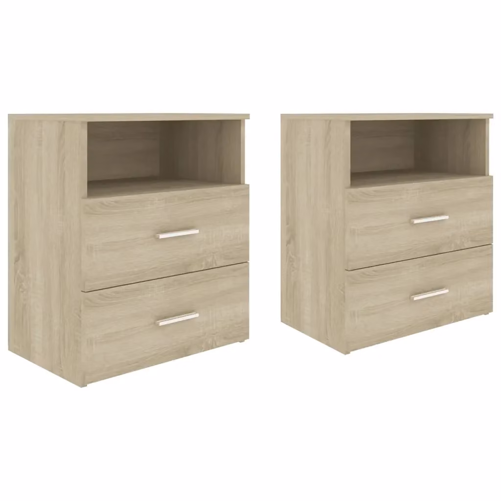 Set di 2 comodini moderni vidaXL in legno rovere color marrone L 50 cm, P 32 cm, H 60 cm – 2