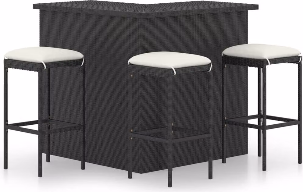 Maison Exclusive - Set da giardino completo (4 pezzi) con cuscini, in rattan sintetico nero