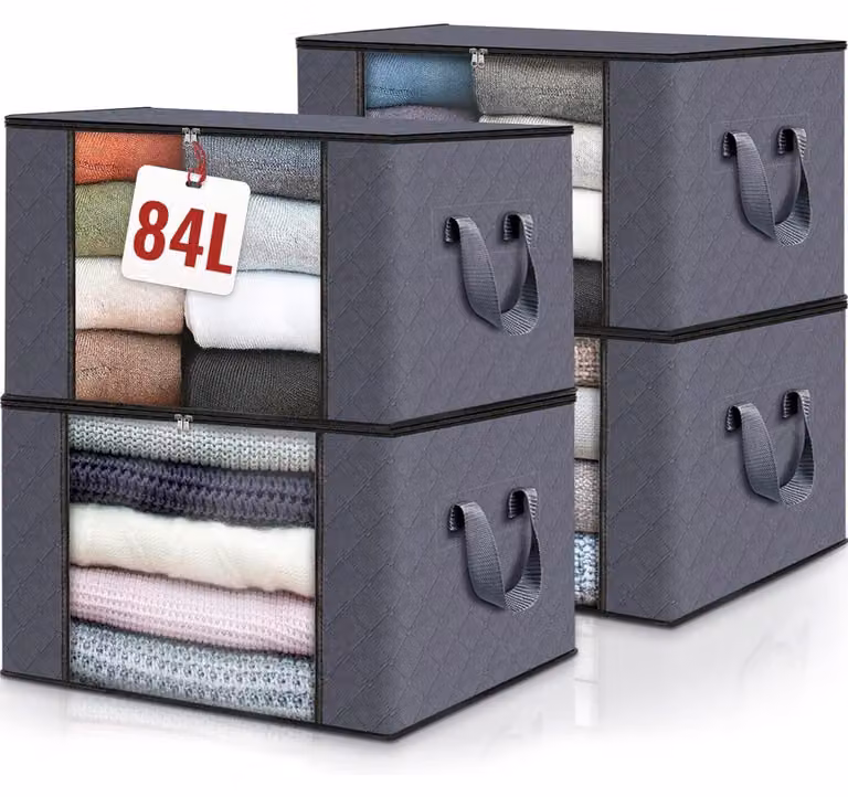 Set di 4 contenitori portaoggetti con finestra trasparente