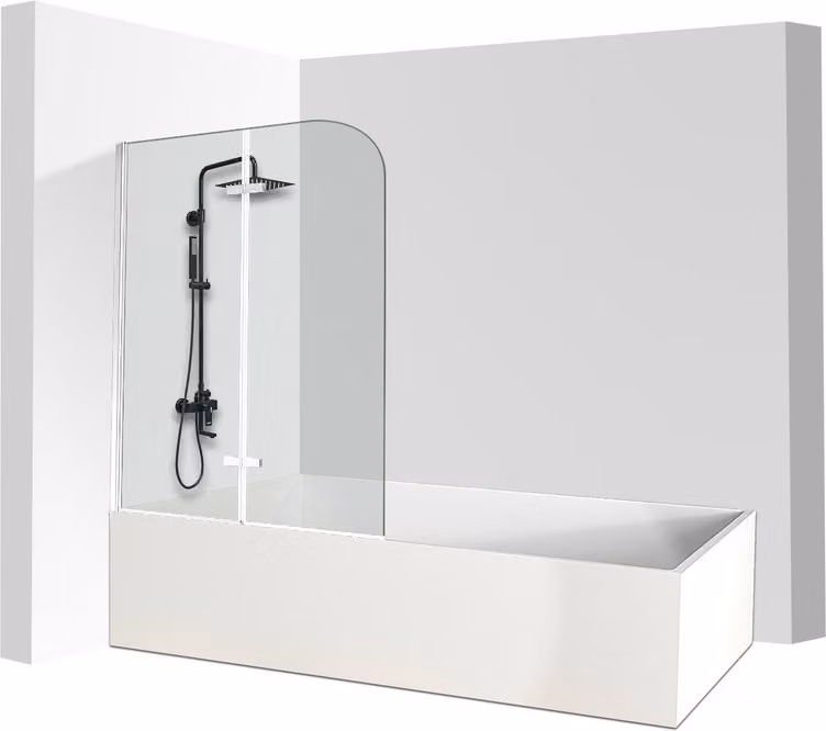 Jopassy bagno allegato cabina doccia schermo pieghevole vasca da bagno doccia schermo in vetro 6 mm NANO Easy Clean 180 ° ESG vetro trasparente 2 parti pieghevole 100 * 140 cm argento