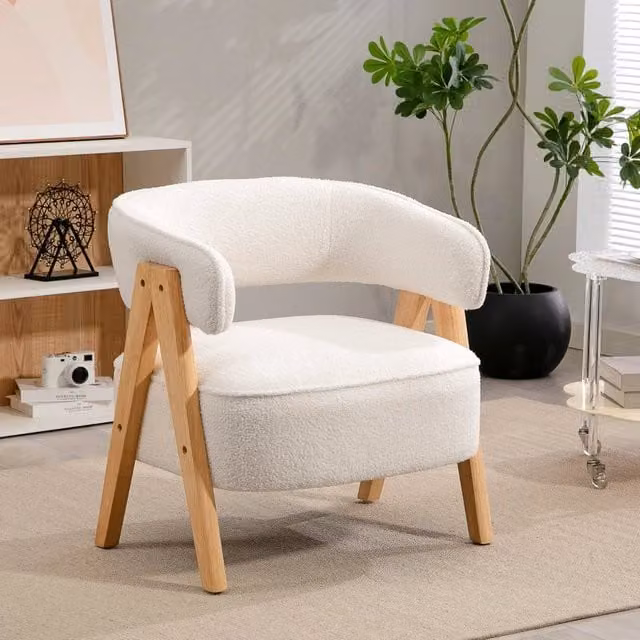 Poltrona moderna REDOM bianca con braccioli e struttura in tessuto e schiuma L/P/H: 70 x 64 x 71 cm – 1