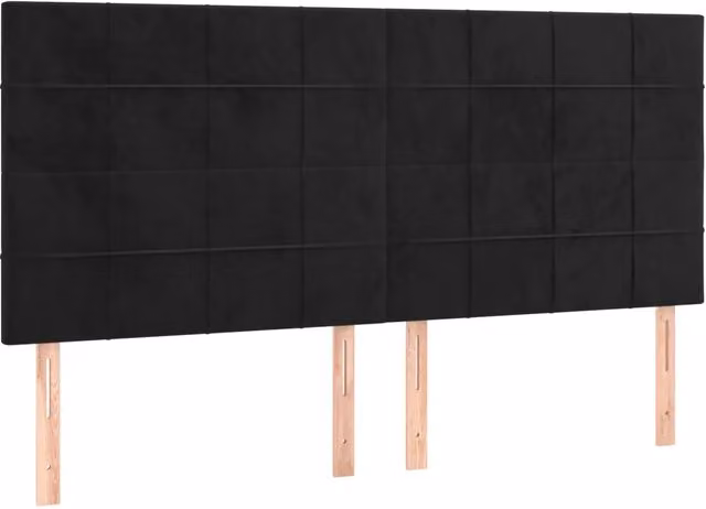 Testiera classica in velluto nero con pannello imbottito L: 180 cm, P: 5 cm, H: 118-128 cm