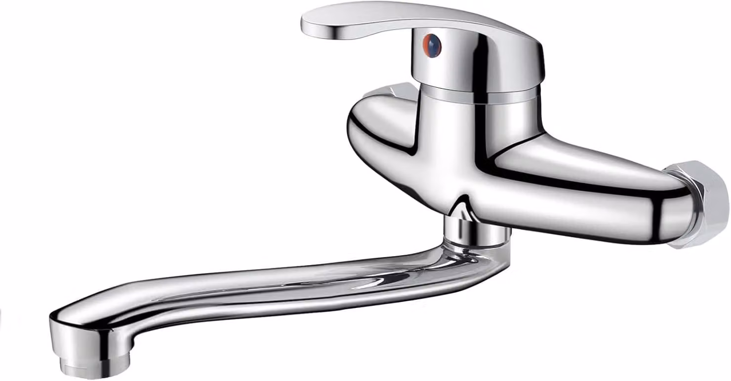 Miscelatore da cucina a parete, 25 cm, girevole a 360 gradi, cromato, per cucina