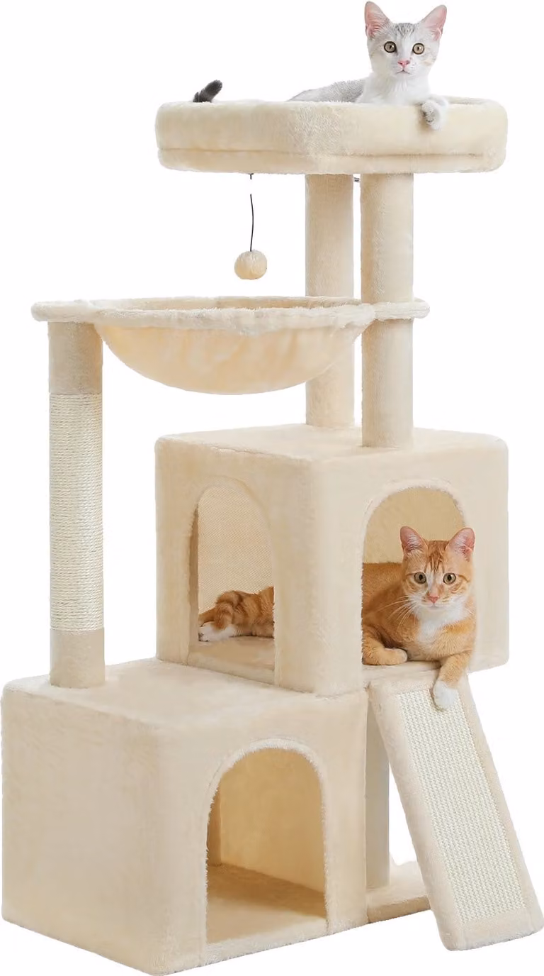 Albero per gatti, spaziosi appartamenti, comoda amaca, graffiatoi resistenti, AMT0282BG, L