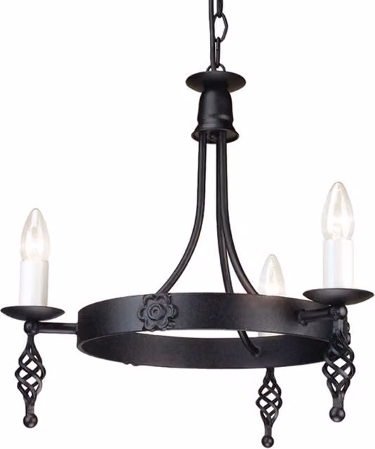 Lampadario retro Belfry nero in ferro Ø48 3xE14 Elstead