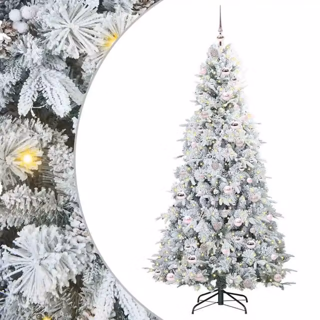 Albero di Natale | Decorazioni natalizie Artificiale con Rami Pieghevoli Bianco 210 cm