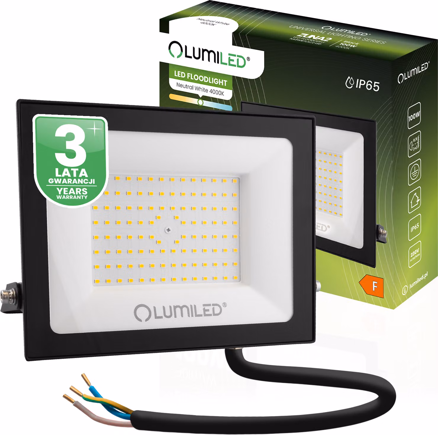 LUMILED Faretto LED 100W proiettore da esterno super luminoso 9000Lm Proiettore LED da esterno IP65 impermeabile 4000K bianco neutro proiettori proiettori neri
