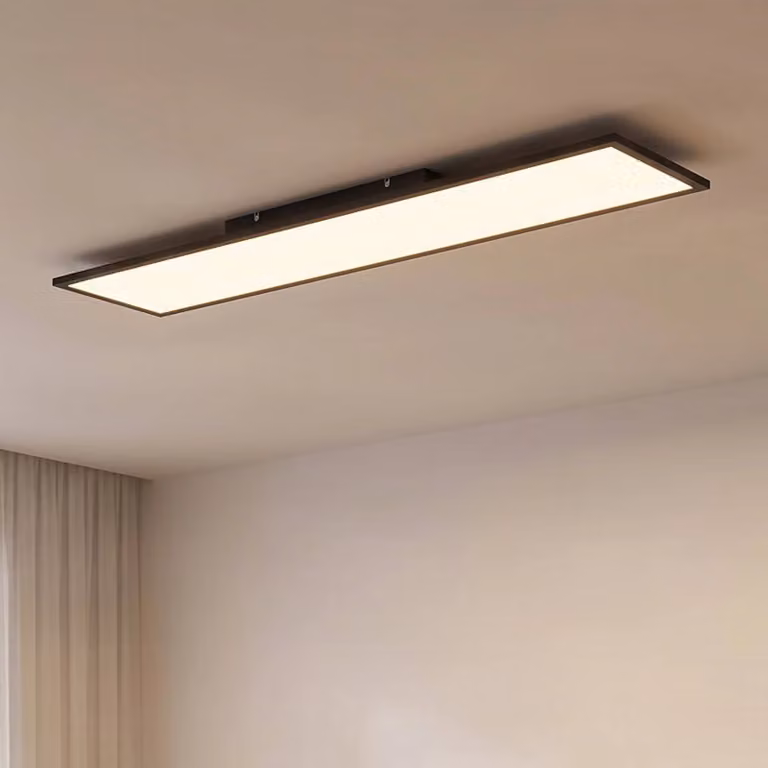 Pannello LED Lamin Lindby, dimmerabile, Nero, Soggiorno / Sala da pranzo, Moderno, Plafoniera LED