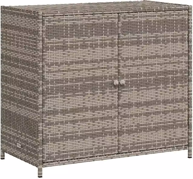 Armadietto da parete Outsunny in rattan e metallo grigio per giardino e garage L: 83 cm, P: 45 cm, H: 76 cm