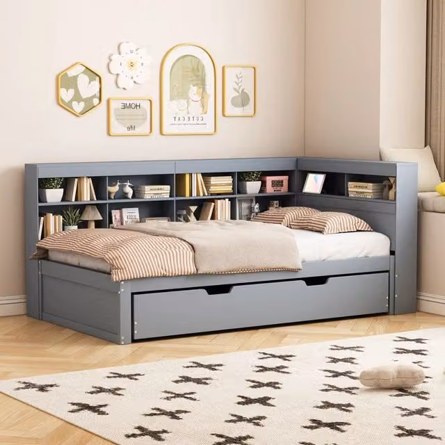 letto singolo legno grigio 116 x 222.5 cm
