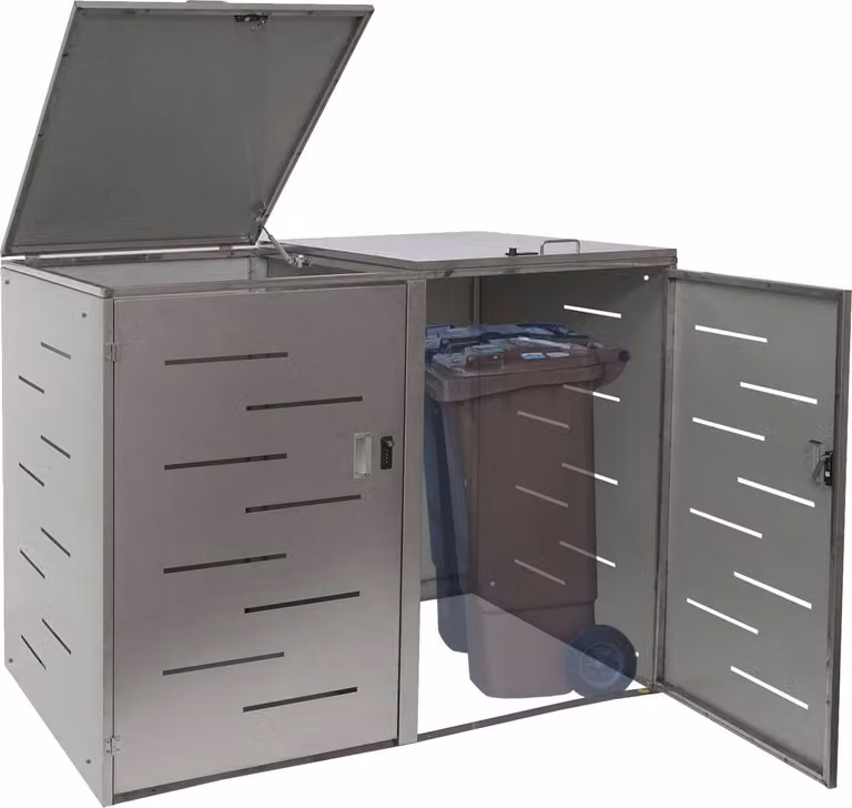 Contenitore per rifiuti XL a 2 posti/4 posti HWC-E83, contenitore per rifiuti, espandibile 116x141x98cm ~ acciaio inox 50kg