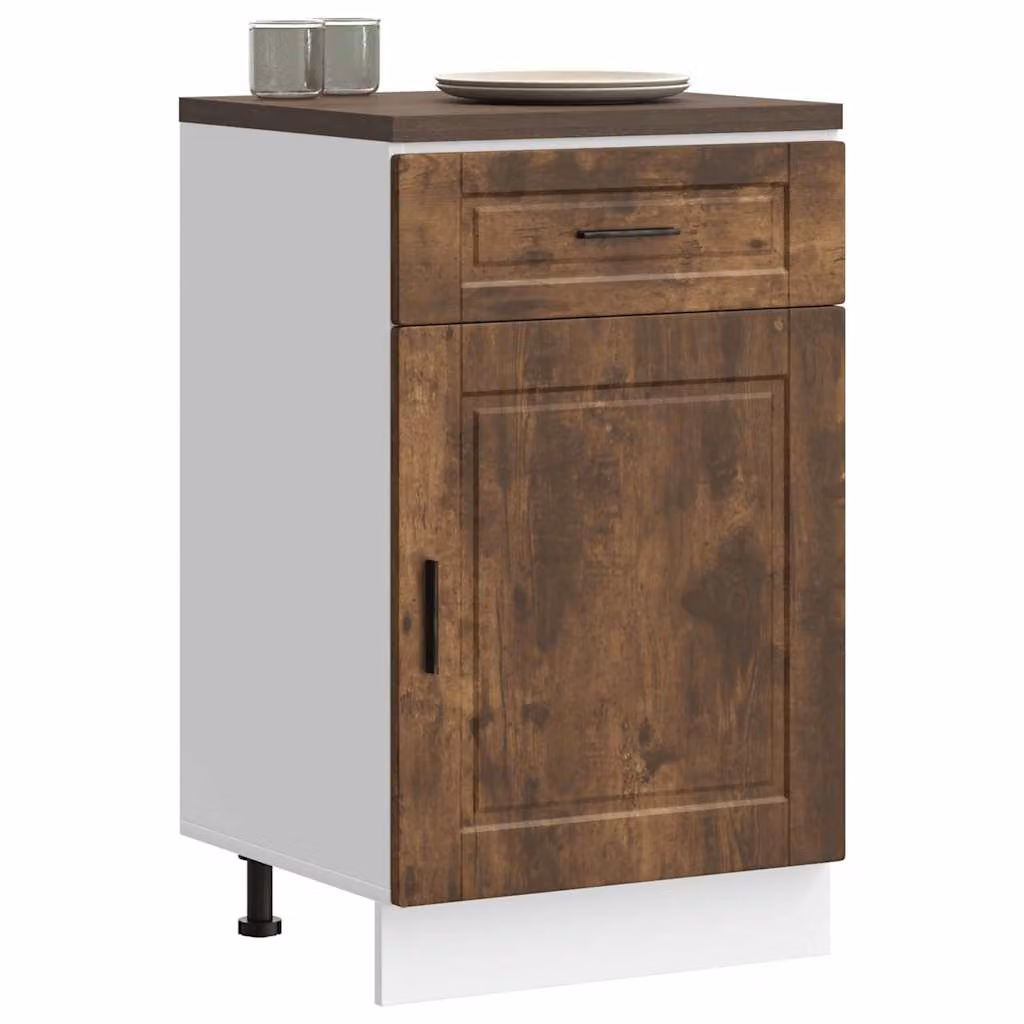 Base da cucina moderna vidaXL Porto Rovere Fumo in legno marrone con ante a battente L 46 cm, P 50 cm, H 81,5 cm
