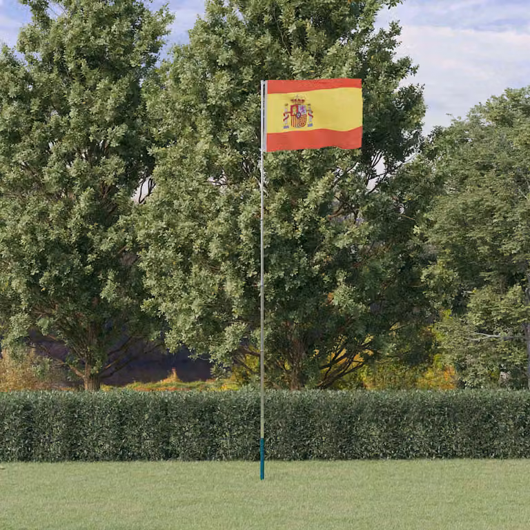 Asta e bandiera della Spagna vidaXL in alluminio argento e poliestere multicolore, altezza: 5,5 m