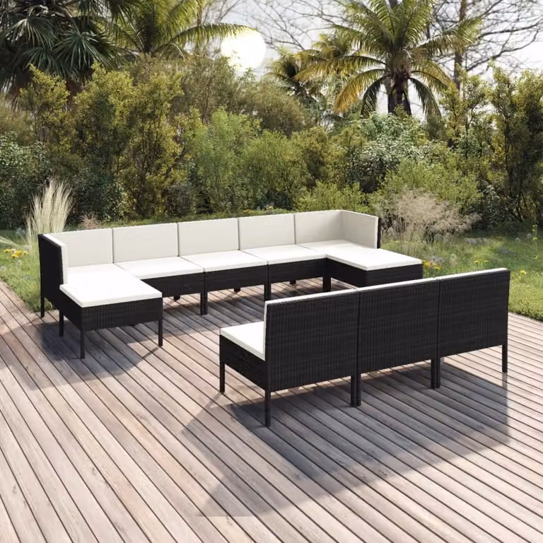 Maison Exclusive - Set da giardino da 10 pezzi con cuscini in rattan sintetico nero
