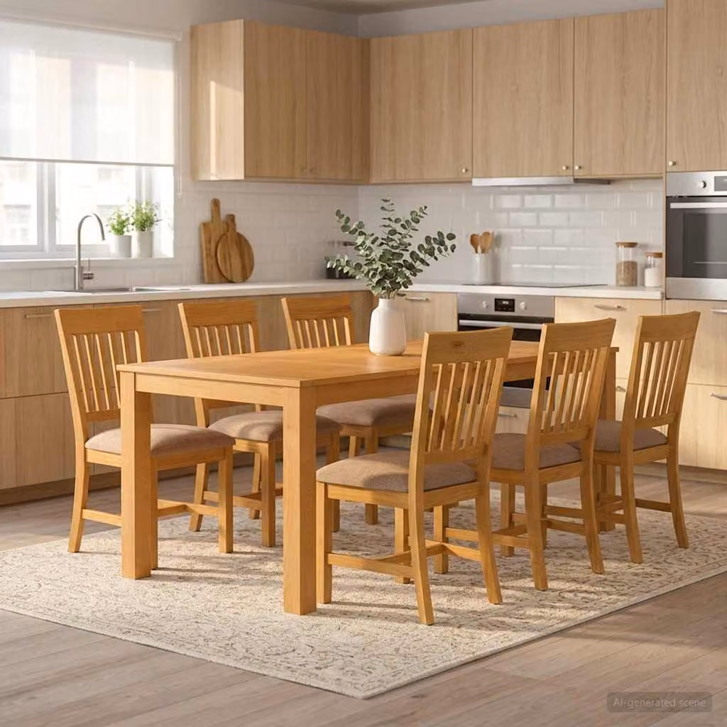 Set da pranzo moderno vidaXL in legno di quercia composto da 7 pezzi, colore grigio e marrone, tavolo rettangolare e sedie