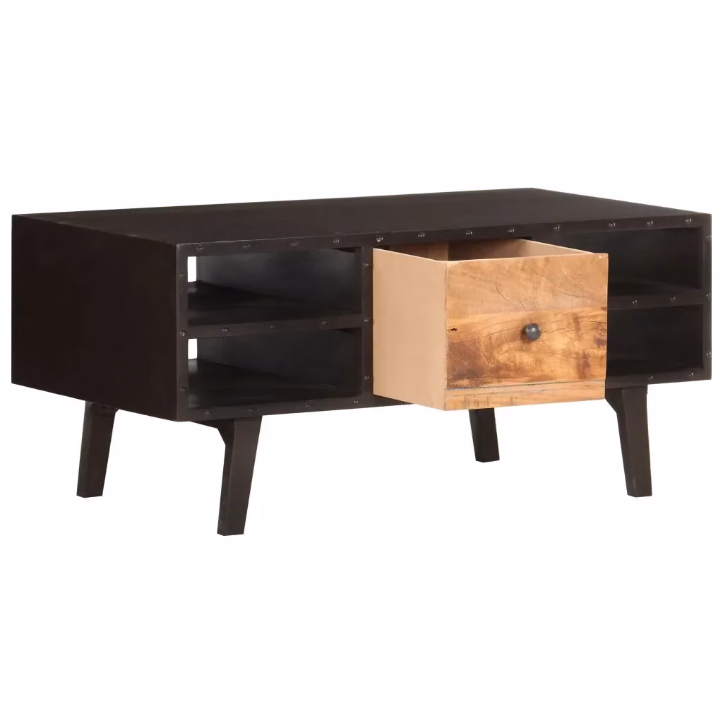 Tavolino da salotto rettangolare in legno di mango e teak stile rustico vidaXL L: 100 cm, P: 50 cm, H: 45 cm – 2
