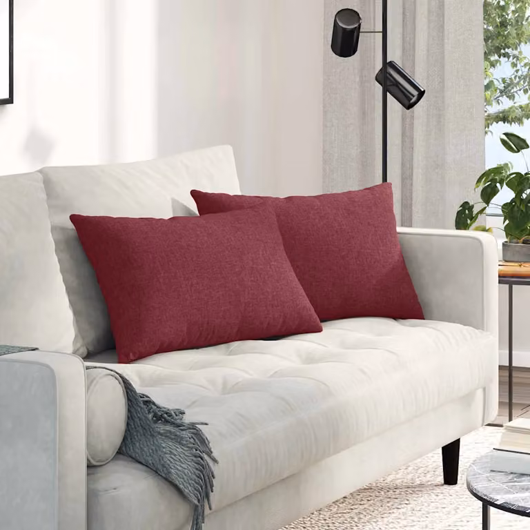 Set di 2 cuscini da divano vidaXL in tessuto rosso, forma rettangolare, L 60 cm x P 40 cm x H 4 cm