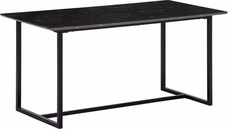 Tavolo da pranzo 200x90x76 cm tavolo da cucina nero in marmo look moderno, tavolo da pranzo grande, tavolo da pranzo rettangolare, tavolo da sala da pranzo con gambe in metallo | Wohnling