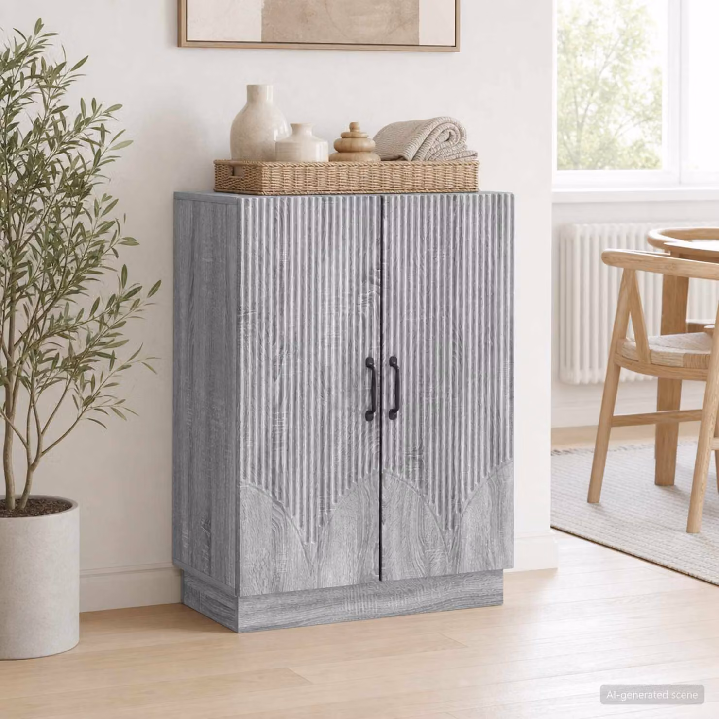 Credenza moderna vidaXL in legno ingegnerizzato MDF Grigio Sonoma L: 66 cm, P: 34,5 cm, H: 87 cm