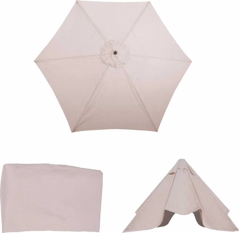 Copertura di ricambio per ombrellone Florida, copertura di ricambio per ombrellone, Ø 3m poliestere 6 montanti ~ crema