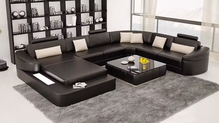 Ledersofa Couch Wohnlandschaft Ecksofa Eck Garnitur Design Modern Sofa L6011