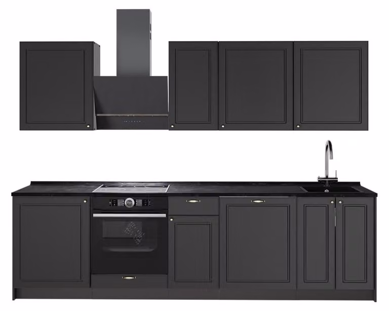 Cucina componibile Vicco Fame-Line Oro-antracite rustico/Antracite 280 cm senza piano di lavoro, Model 64148