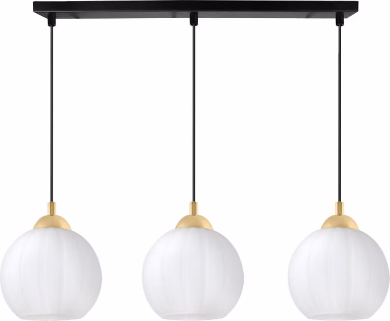 Costa Lampada a sospensione nero-oro – Lampada a sospensione a 3 luci con sfere bianche E27