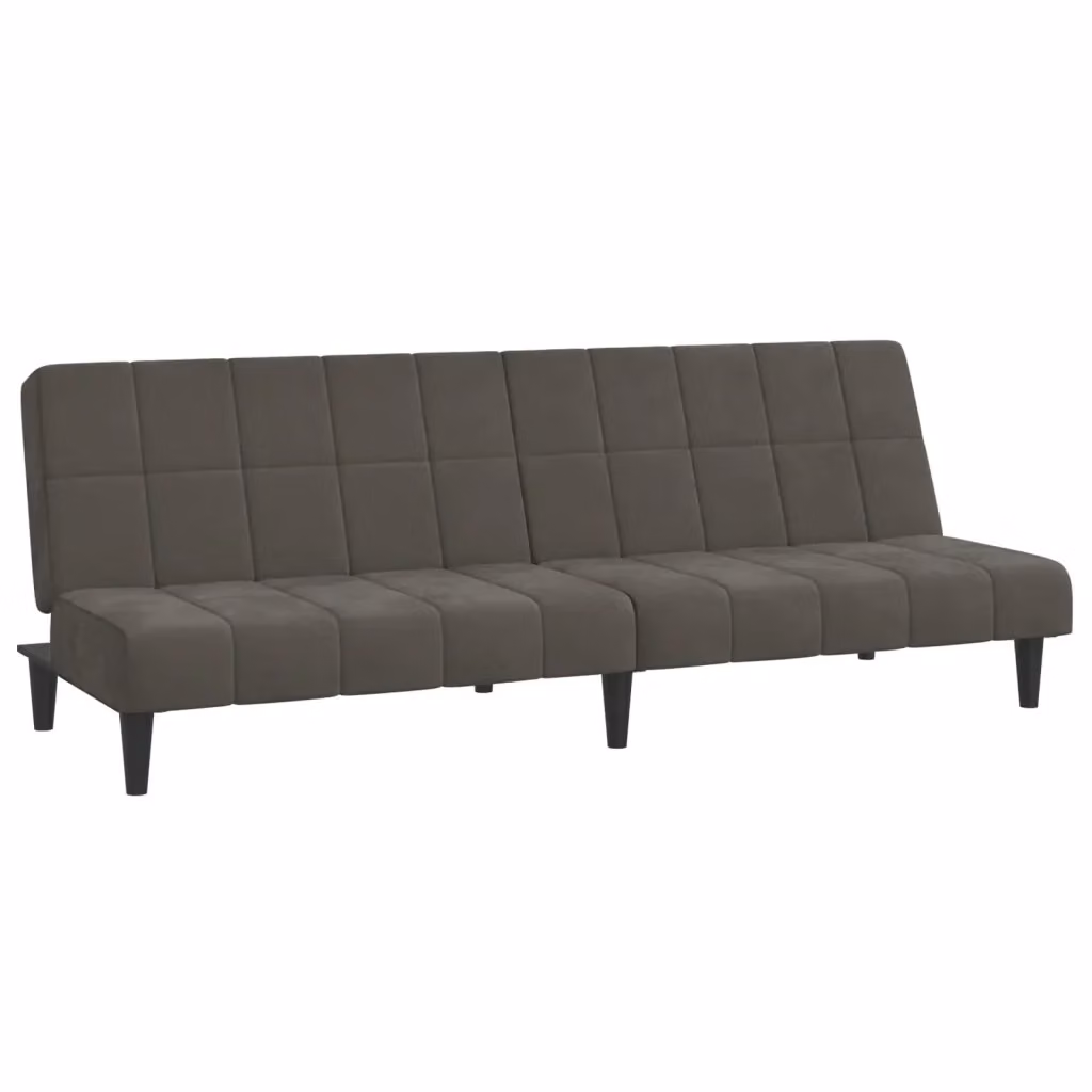 Divano Letto Click-Clack vidaXL in Velluto Grigio con Struttura in Legno Solido e Poggiatesta Regolabile – 2