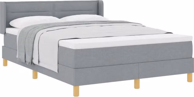 Letto a molle con materasso vidaXL in tessuto grigio chiaro L 160 x P 200 cm