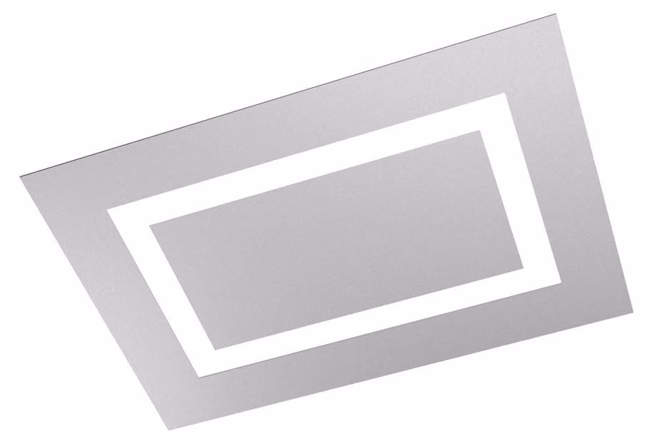 Plafoniera Moderna Rettangolare Carpet Metallo Grigio 4 Luci 2G11 70X47Cm