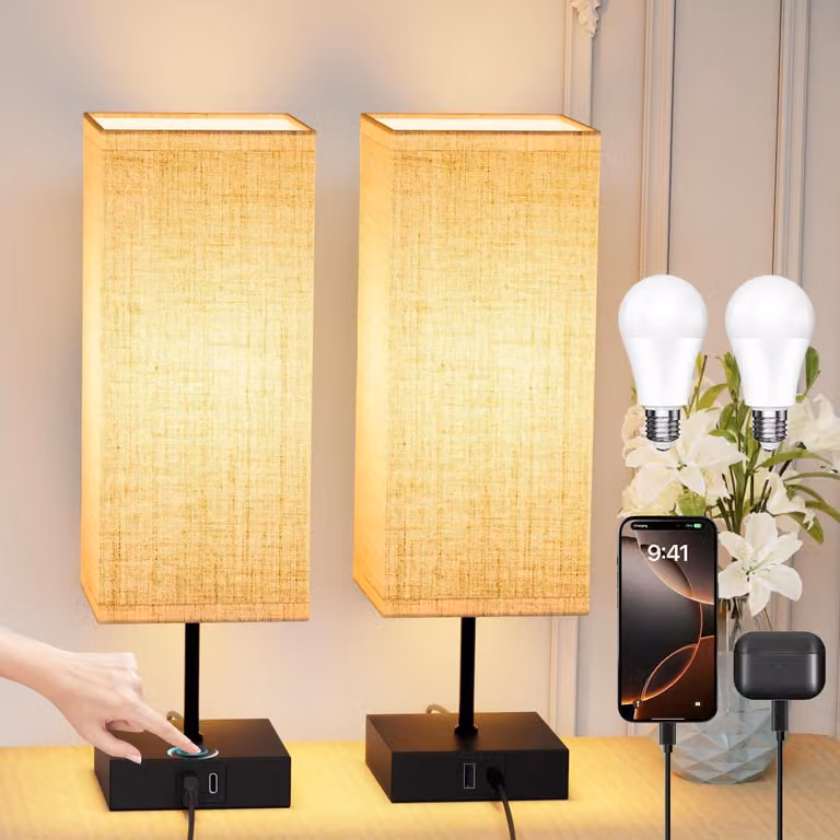 Set di 2 lampade da tavolo – Lampade da comodino con controllo touch, 3 temperature di colore e dimmerabili