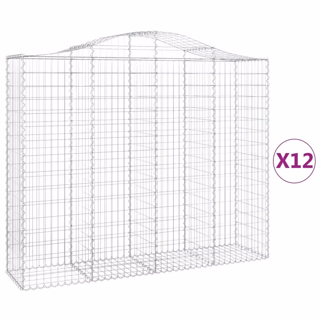 Set di 12 Cesti Gabbioni ad Arco Videx in Acciaio Zincato Colore Argento L: 200 cm, P: 50 cm, H: 160/180 cm – 2