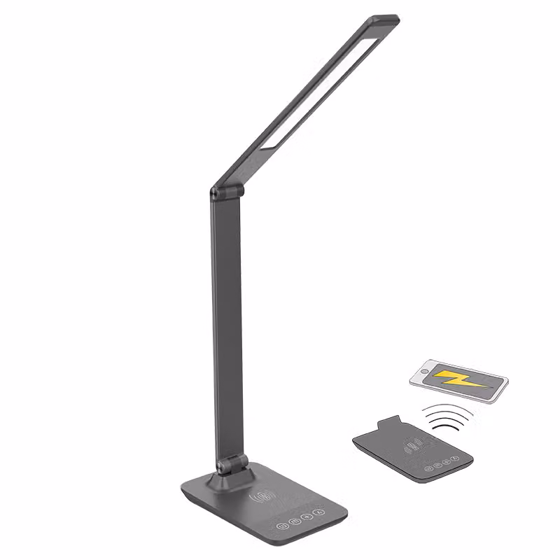 Solight Lampada LED dimmerabile con ricarica wireless, cambio di cromaticità, grigio