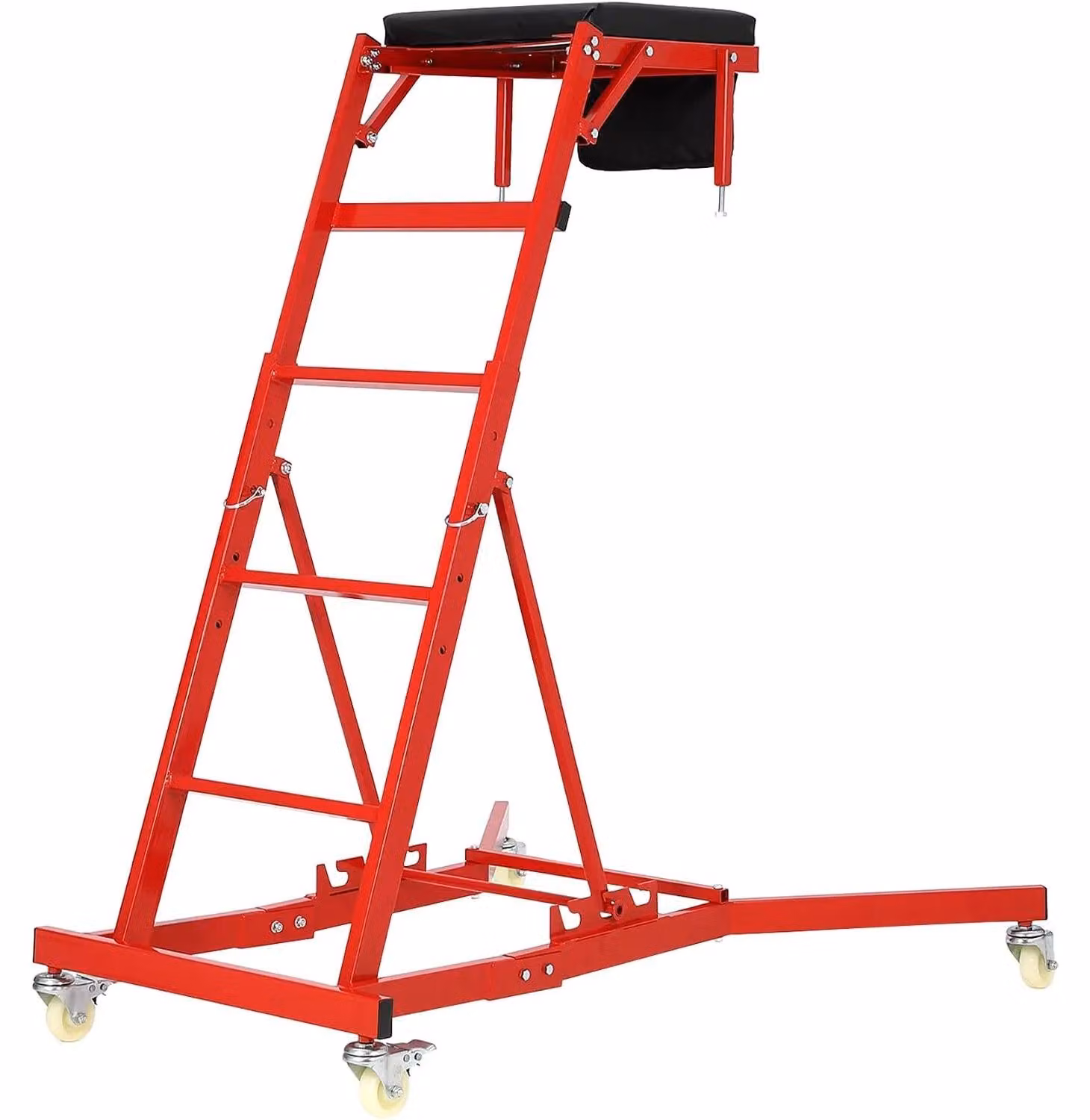 Carrello di montaggio, capacità di carico 181 kg, regolabile in altezza, colore rosso